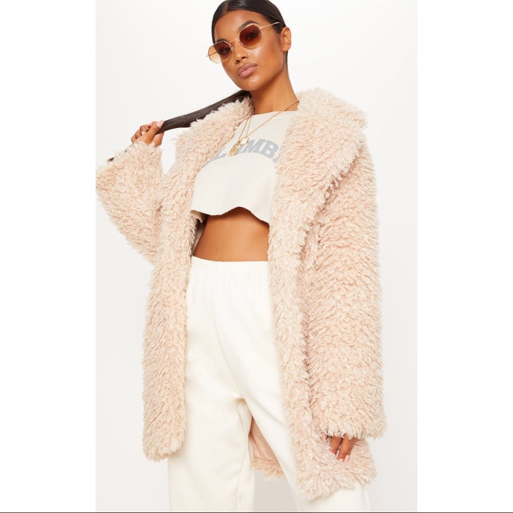 Stone Teddy Faux Fur Coat